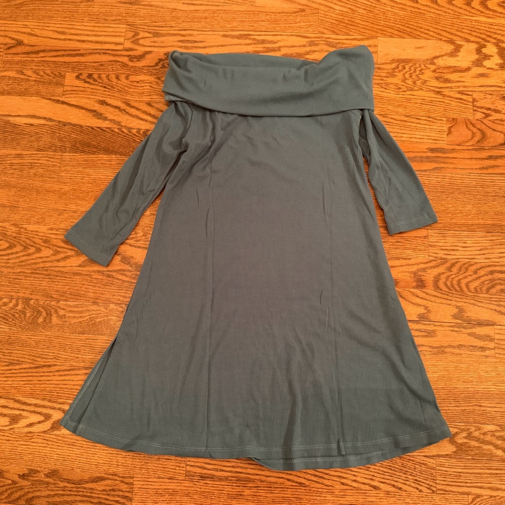 NEW Hayden Los Angeles off the shoulder green blue teal ribbed dress Size Medium